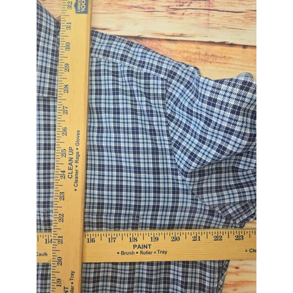 Peter Millar Mens Blue Plaid Shirt Medium Cotton Long Sleeve - Picture 7 of 7